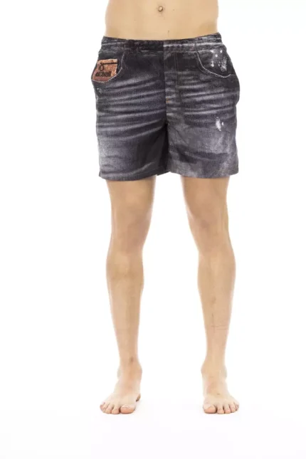 Just Cavalli Black Polyester Men Swimwear Shorts