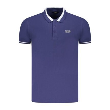 Cavalli Class Blue Cotton Men Polo Shirt
