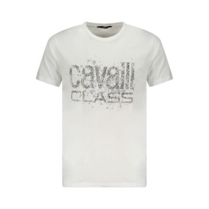 Cavalli Class White Cotton Men T-Shirt