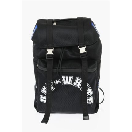 Off-White Perforated Nylon Hiking Backpack with Contrasting Details
