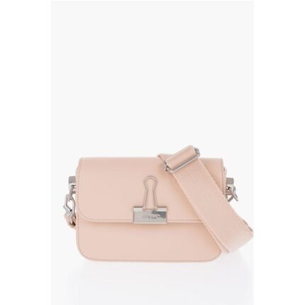 Off-White Solid Color PLAIN BINDER Leather Crossbody Bag