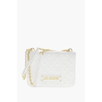 Moschino LOVE Faux Leather Quilted Shoulder Bag with LM on the back