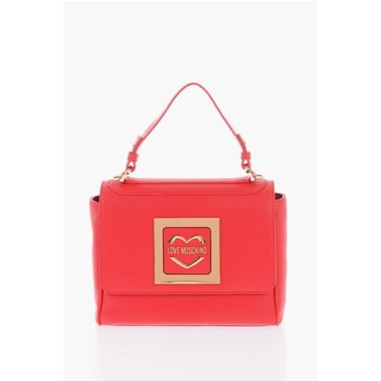Moschino LOVE Faux Leather Shoulder Bag with Metal Golden Logo