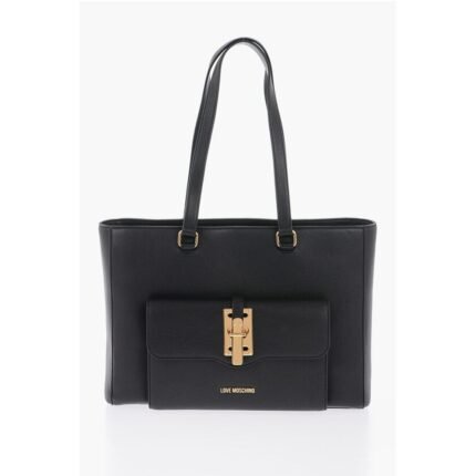 Moschino LOVE Faux Leather Tote Bag with Golden Details