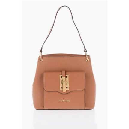 Moschino LOVE Faux Leather Shoulder Bag with Golden Details