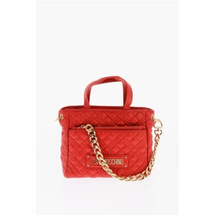 Moschino LOVE Faux Leather Quilted Mini Bag with Matching Pochette
