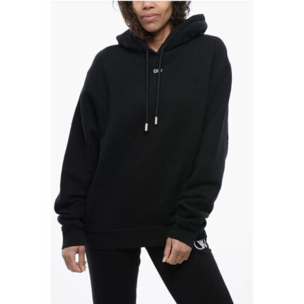 Off-White Brushed Cotton Hoodie Embroidered On The Back