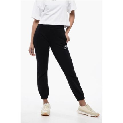 Off-White High-Waisted Brushed Cotton Joggers with Contrasting Monogra