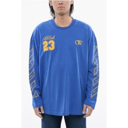 Off-White OW 23 WIDE L/S TEE NAUTICAL BLUE GOLD F