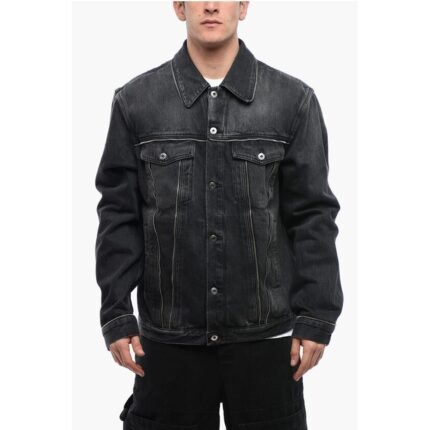 Off-White FOR EVER Denim SKATE Jacket with Decorative Zips