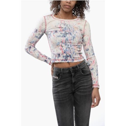 Diesel Ribbed Fabric Top with Abrastract Pattern