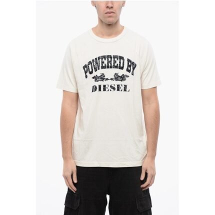 Diesel RED TAG Cotton T-RUST Crew-neck T-shirt with Velvet Detail