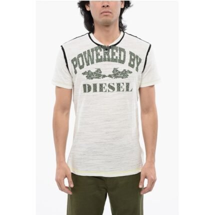 Diesel RED TAG Slub Cotton T-DIEGOR-V-RAW T-Shirt with Flocked Prin