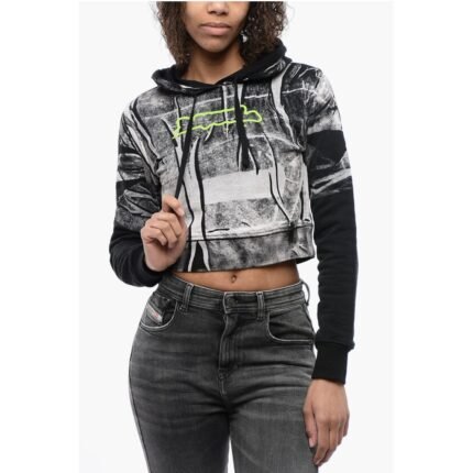 Diesel Hoodie Crop Sweethirt with Embossed Logo