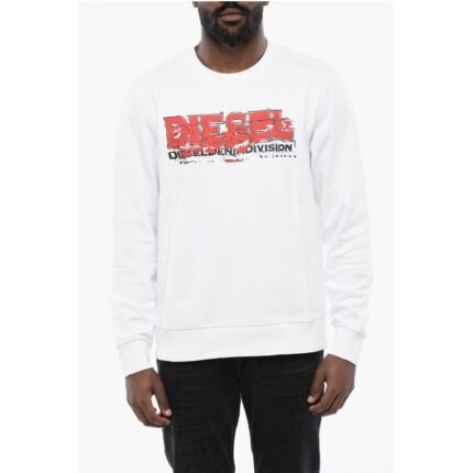 Diesel Solid Color S-GINN-K40 Crew-neck Sweatshirt with Printed Log