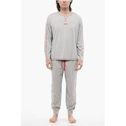 Diesel RED TAG Stretch Cotton UMSET-WILLONG Long Pyjamas Set with V