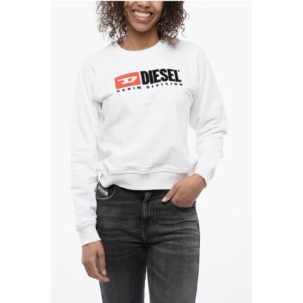 Diesel Crew Neck Cropped Sweatshirt with Lettering Logo