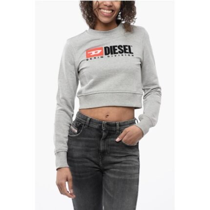 Diesel Crew Neck Cropped Sweatshirt with Lettering Logo