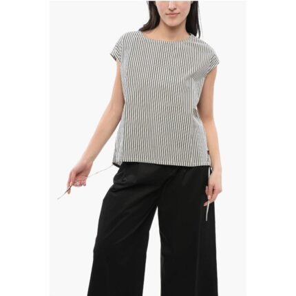 Woolrich Awning Striped Cotton Blouse with Drawstringed Hem