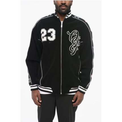Off-White Embroidered NATURE LOVER Varsity Bomber