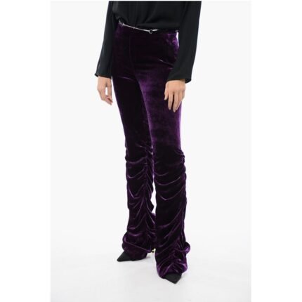 Gucci Velvet Ruched Pants with Detachable Belt