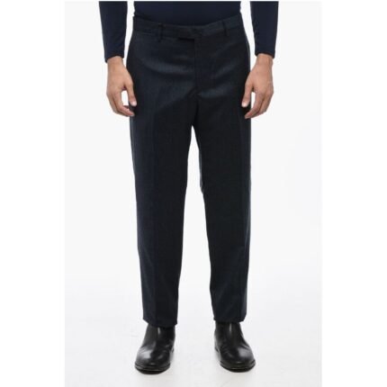 Briglia 1949 Virgin Wool Slim Fit Pants with Cuffed Hem