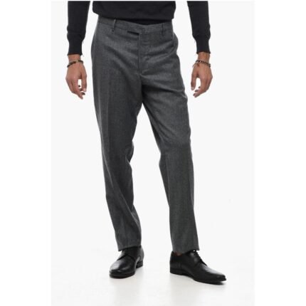 Briglia 1949 Virgin Wool Slim Fit Pants with Cuffed Hem