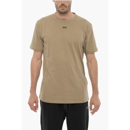 Off-White Slim Fit Crew-neck T-Shirt with Embroidered Logo