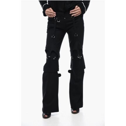 Off-White Wool Blended Cargo Pants with Buckle Detailing