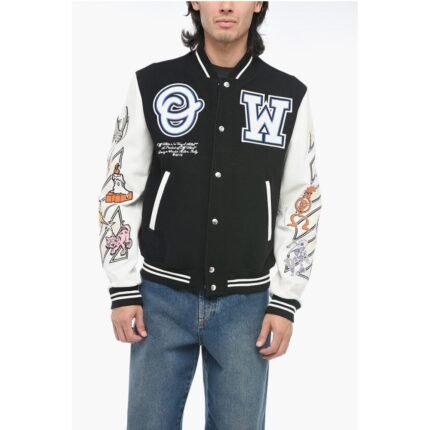Off-White CHICAGO BULLS Varsity Bomber with Patchwork