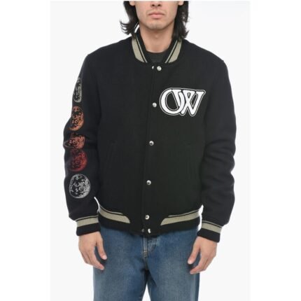 Off-White MOON Varsity Bomber with Patchwork
