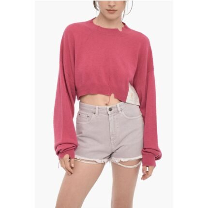Cropped Turtleneck Cashmere Blend Sweater