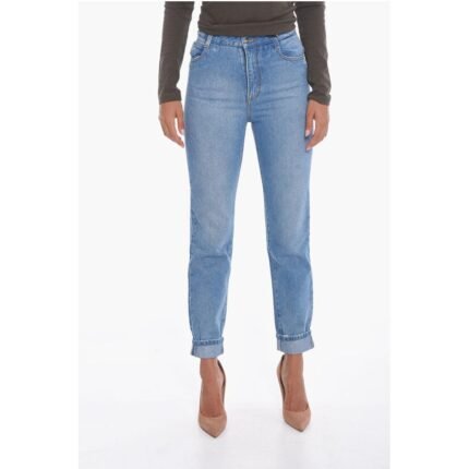 Ermanno Scervino Cotton Mom Fit Cuffed Denims 16cm