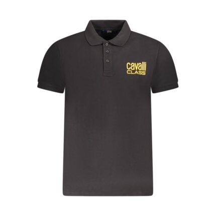 Cavalli Class Black Cotton Men Polo Shirt
