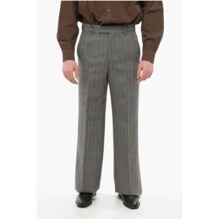 Gucci Herringbone Wool Pants with Hidden Closure
