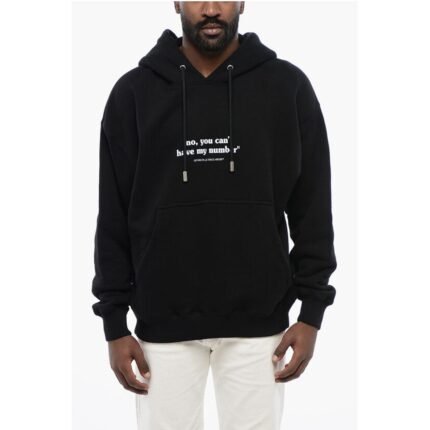 Off-White Cotton QUOTE NUMBER SKATE Hoodie with Contrast Print