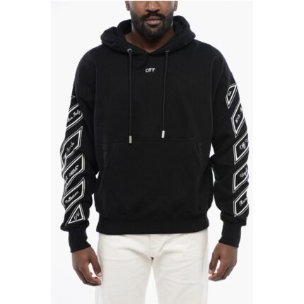 Off-White Solid Color VARSITY DIAGS SKATE Hoodie With Patch Pocket