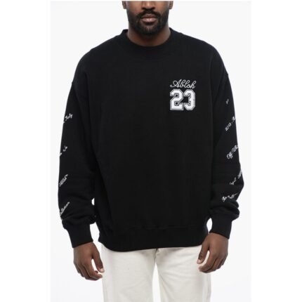 Off-White Cotton Crew -neck 23 LOGO SKATE Sweatshirt with Contrast Emb