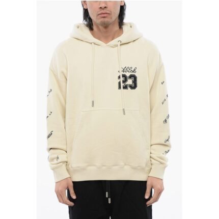 Off-White Brushed Cotton 23 LOGO SKATE Hoodie with Contrasting Embroid