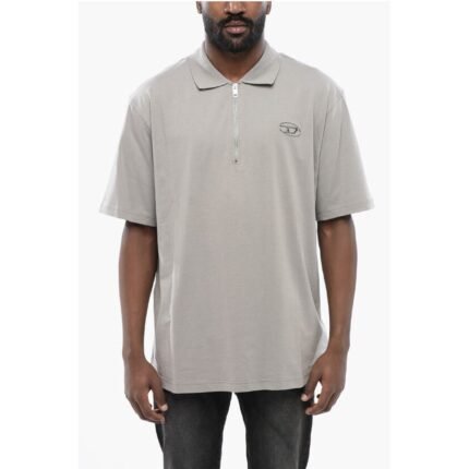 Diesel Cotton Jersey T-VOR-OD Polo Shirt with Half-Zip Closure and