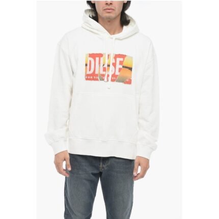 Diesel Brushed Cotton S-MACS-POFF-L1 Hoodie With Distressed Effcet
